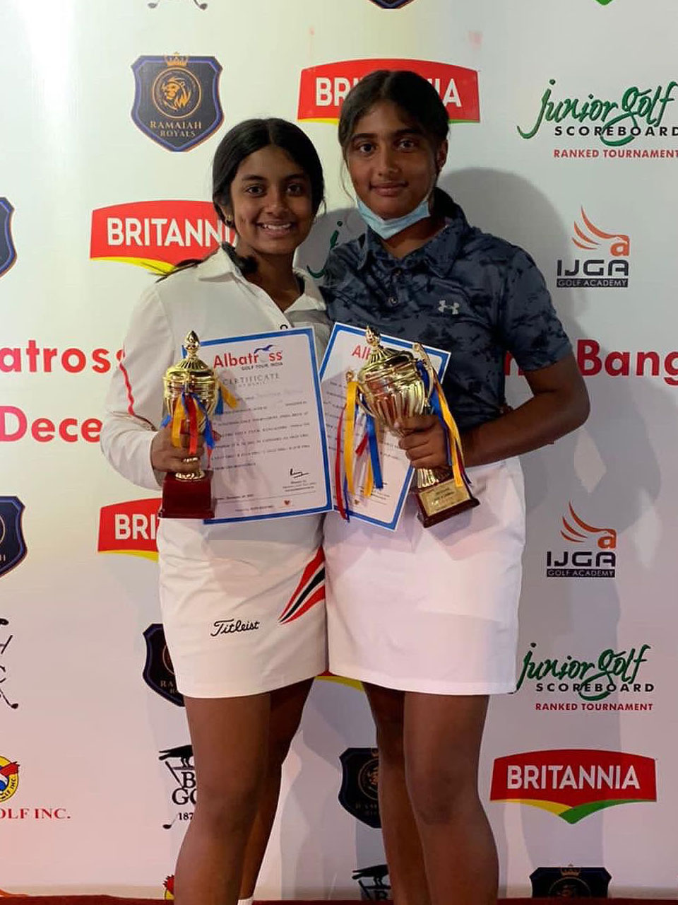 Keerthana and Tanishka finish 1st and 2nd respectively at the BGC Albatross Junior open in Category B Girls