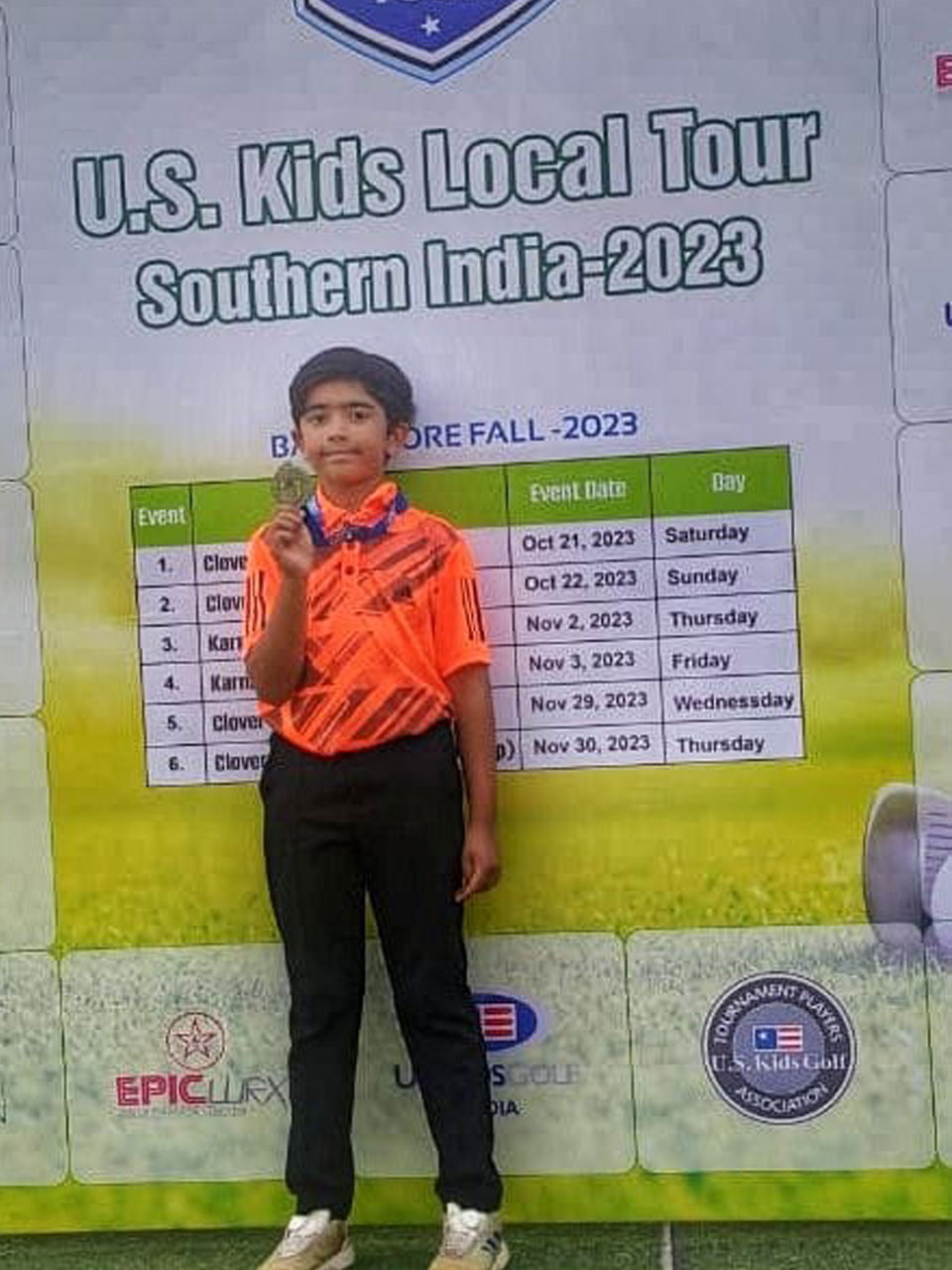 Ryan Advik wins in his category at both U.S. Kids Southern India events at Clover Greens