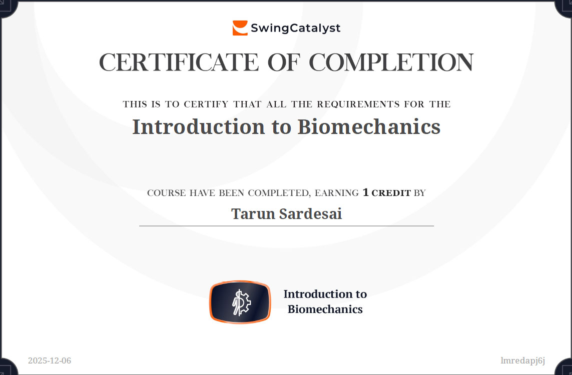 Certificate - Introduction to Biomechanics