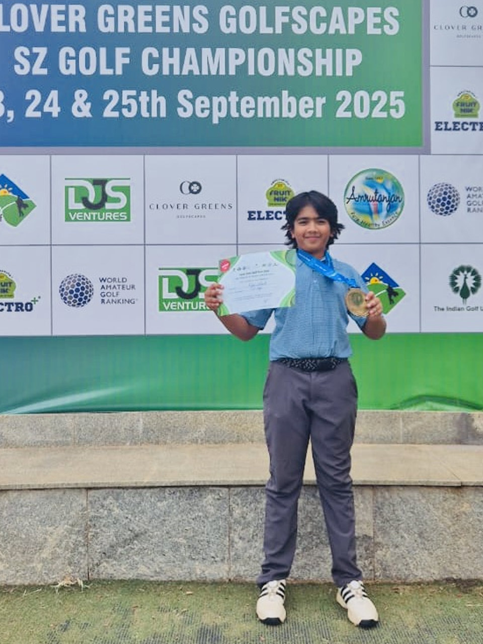 Ryan Advik finished runner-up in 'D' Category at the Clover Greens South Zone Junior Golf Championship held at Clover Greens Resort & Golf Club.