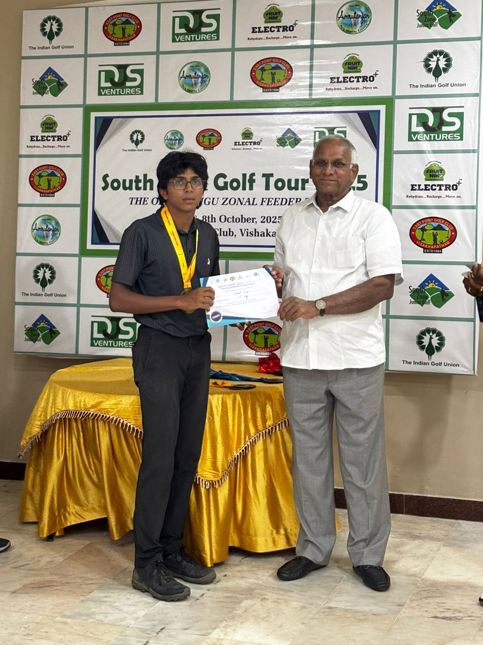Saharsh Iyer finished winner in 'A' Category at the EPGC – South Zone Golf Championship 2025 held at East Point Golf Club, Vizag.