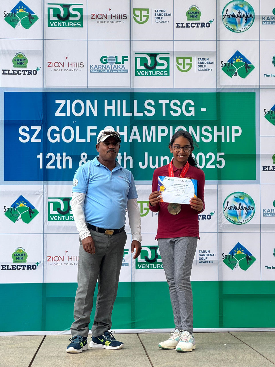 SIsha Rajesh finished 2nd runnerup in  'C' Girls Category at the Zion Hills TSG South Zone Golf Championship held at Zion Hills Golf County