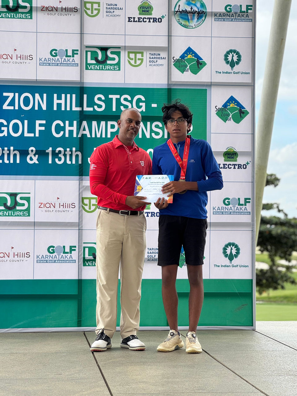 Saharsh Iyer finished 2nd runnerup in  'A' Boys Category at the Zion Hills TSG South Zone Golf Championship held at Zion Hills Golf County