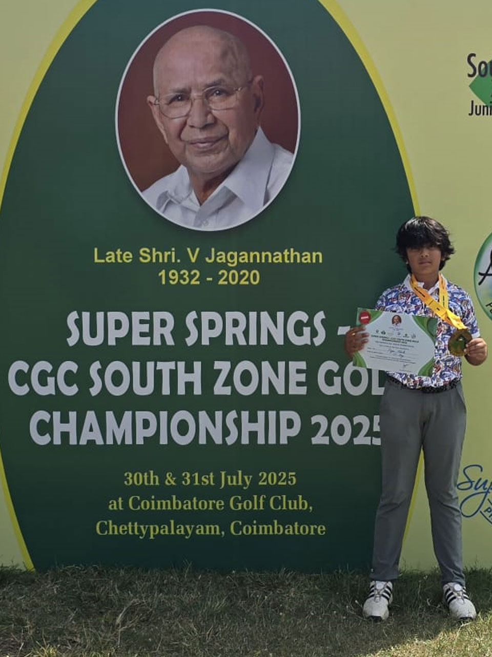 Ryan Advik won the 'D' Category at the CGC South Zone Golf Championship 2025, held at Coimbatore Golf Club, Chettipayalam.